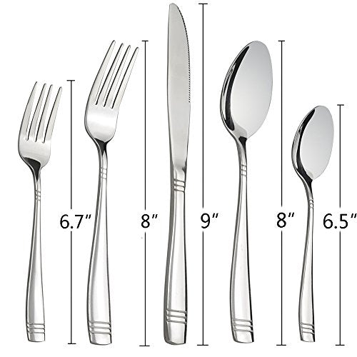 Obstnny 80-Piece Flatware Set Stainless Steel, Service for 16 - size: 80-piece flatware set