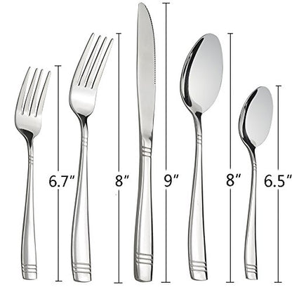 Obstnny 80-Piece Flatware Set Stainless Steel, Service for 16 - size: 80-piece flatware set