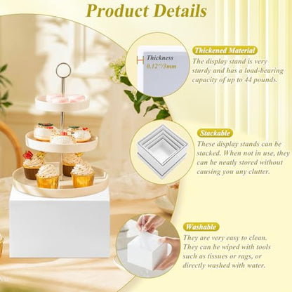 9 PCS White Buffet Risers and Stands | Food Display Risers for Buffet Table | Acrylic Stands with Signs and Markers | Cube Boxes for party, birthday, wedding, Catering, Collection | Size 10’’-9’’-8’’-7’’-6’’-5’’