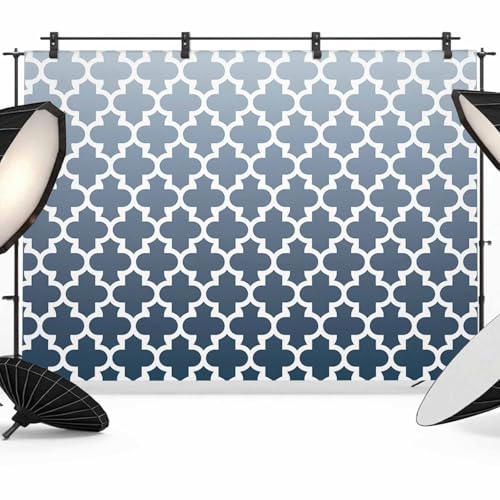 Morocco Trellis Backdrop for Photography, Abstract Geometric Blue Grey Ombre Photo Backdrop Portrait Background Party Banner Photo Backgrounds for Studio Booth Props, 7x5ft - color: Black, size: 7x5FT