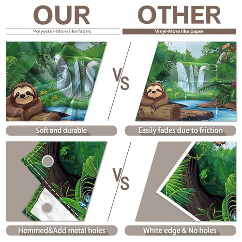 Polyester 10x8ft Rainforest Backdrop Tropical Jungle Forest Safari Animal Background for Kids Adventure Party Decorations Summer Event Photo Banner Props - size: 10'x8'