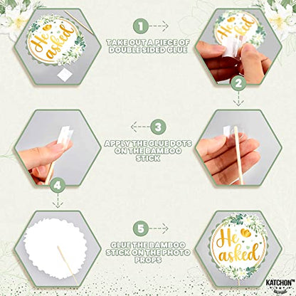 KatchOn Bridal Shower Photo Booth Props - Pack of 35 | Green Decorations for Bridal Shower and Bachelorette Party