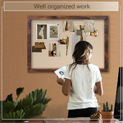 Large Magnetic Bulletin Board 36 x 24 Inch for Wall,Rustic Framed Cork Board with Linen for Home Office School,with 4 Push pins, 4 Magnets - size: 36inchx24inch