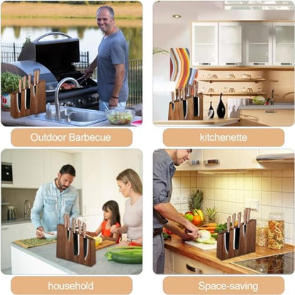 Resafy Magnetic Knife Wooden Block Knife Display Holder Rack Double Side Magnetic Stands with Strong Enhanced Magnets Kinves Strip Magnetic Knife Holder - color: Black