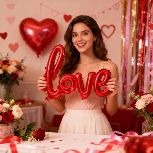10 Pcs 19.6-inch mini red love shaped balloons for Valentine's Day decoration, wedding photography props, love
