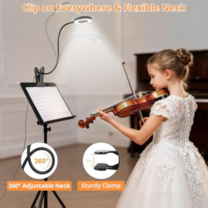 Woputne Desk Lamp Clip Light, 10 Dimmable Brightness 3 Light Modes Reading Light, Clamp Bedside Lamp for Painting, Craft, Study (Black) - color: Black, size: Not Included Adapter