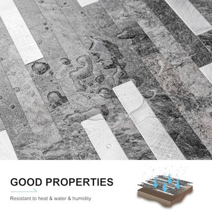 Peel and Stick Backsplash, 10-Sheet Peel and Stick Tiles PVC Wall Tile Stick on Backsplash for Kitchen - color: Dark Slate