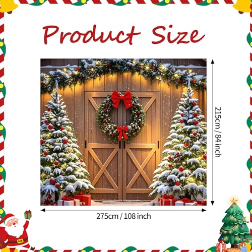 Christmas Garage Door Cover, Garage Door Christmas Banner, Holiday Decoration Banner Backdrop for Families Photo Props, Indoor Outdoor Xmas Party Decor Supplies
