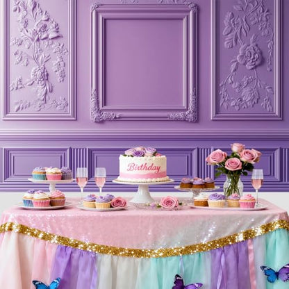 Fantasy Purple Wall Backdrop 5x3ft Elegant Living Room Wall Inside Photography Background European Style Royal Violet Boudoir Photoshoot for Wedding Birthday Girls Women Video Webcast Prop - color: purple, size: 5x3ft