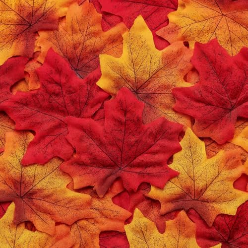Artificial Maple Leaves 6 Colors Fall 150 PCS Winter, Summer Autumn Leaf Decorations Parties Table Decor Artificial Flowers, Wedding Party Scatter, DIY Crafts, Wreaths, Scrapbooking, Photography Props
