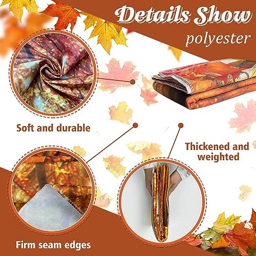 7x5FT Polyester Fall Autumn Photo Backdrop for Photography Autumn Forest Scenery Maple Leaves Pumpkins Background Fall Thanksgiving Day Friendsgiving Party Decorations Fabric - size: 7x5ft