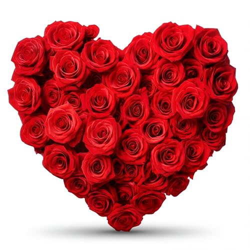 Bucherry 3.8 ft Red Roses Heart Cardboard Cutout Stand-up Life Size Large Heart Decoration Backdrop Photo Prop Stand up for Anniversary Wedding Party Engagement Valentine's Day Decoration - color: Red Roses Heart, size: 3.8 ft