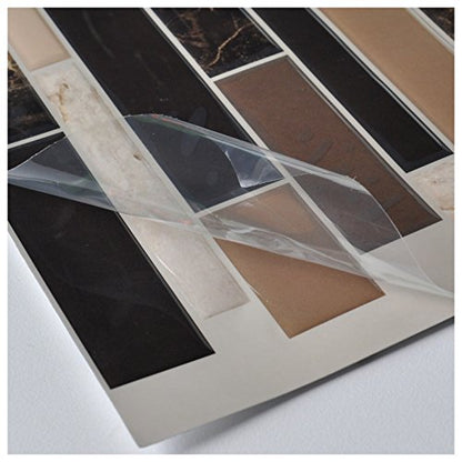 Art3d 6-Pack Peel and Stick Vinyl Sticker Kitchen Backsplash Tiles, 12" x 12" Marble Design - color: Brown