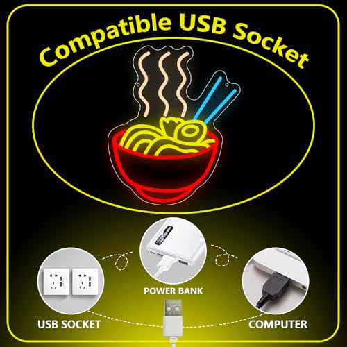 Ramen Neon Sign, Japanese Anime Led Neon Lights for Wall Decor Noodle Neon Signs for Restaurant Ramen Shop Store Kitchen Home Dinning Room USB Powered(14.2"*11.6") - style: Ramen