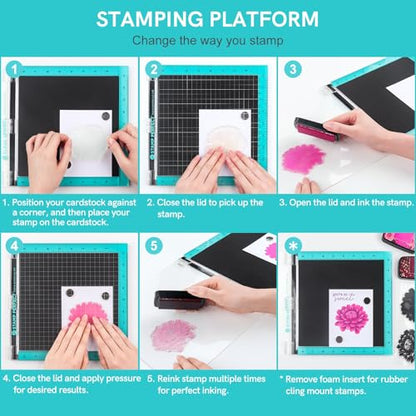 Stamp Platform,10x10inch Stamp Positioning Tool for Accurate Craft Stamping DIY Scrapbooking Card Making,Precision Stamping Tool for Paper Card Crafting