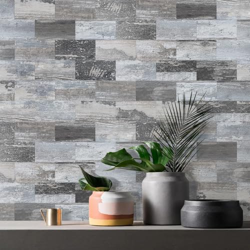 Vamos Tile 100-Piece Peel and Stick Backsplash Seamless Tile,3''x6'' Distressed Wood PVC Subway Tile,Stick on Backsplash for Kitchen/Bathroom/Laundry Room - color: Distressed Wood