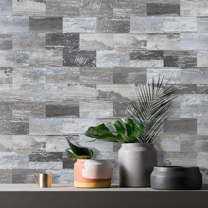 Vamos Tile 100-Piece Peel and Stick Backsplash Seamless Tile,3''x6'' Distressed Wood PVC Subway Tile,Stick on Backsplash for Kitchen/Bathroom/Laundry Room - color: Distressed Wood