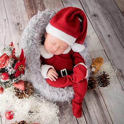 ForBaysy Newborn Baby Christmas Photo Props Outfit Infant Boys Girl Photoshoot Costume Red jumpsuit With Xmas Hat