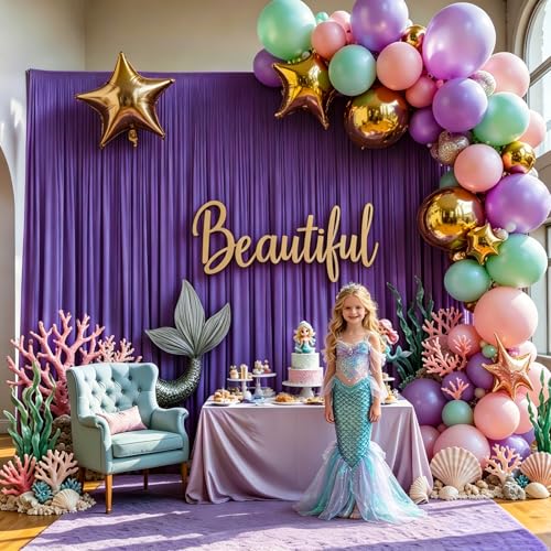 Gallety Lavender Backdrop Curtain for Wedding, Photo Backdrop Curtain for Bridal Shower Decorations - 10FT x 10FT Purple Backdrop Fabric with Rod Pockets for Celebration,Birthday,Girls' Theme Parties - color: Lavender, size: W5' x H10'(2 panels)