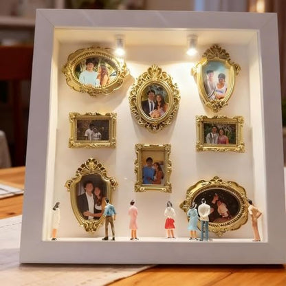 DIY Mini Museum Silhouette Box – 2026 New Mini Museum Kit with Figurines & Lights, Personalized DIY Photo Family Memory Display Case Frame, Celebrate Your Unique Memories in Style (C) - color: C