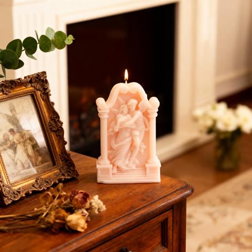 Hugging Angel Shaped Scented Candle,125G Aesthetic Handmade Soy Wax Aroma Decorative Art Candle for Table Photo Prop Valentine's Day Wedding Birthday,Prefect Gift for Meditation Stress (Pink)