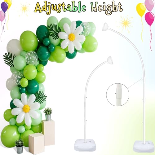 AerWo Lighted Balloon Arch Kit 8.2FT & 6FT, Free Bending Top Half Balloon Arch Stand with Base, Floor Frame for Wedding Birthday Party Baby Shower Yard Lawn Home Christmas Decorations - style: Lighted Half Balloon Arch Stand