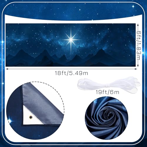 Newwiee 18 ft x 6 ft Nativity Scene Backdrop Banner Easter Scene to Bethlehem Nativity Christmas Decor Bible Supplies Western Backdrop for Christmas Church Event Medieval Party Decor (Bethlehem)