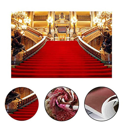 Red Carpet Backdrop, Golden Palace Gorgeous European Hall Photo Backdrop, Vinyl 18x10ft Prom Picture Photo Studio Props BJXTGU169 - color: Red, size: 18x10ft