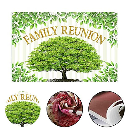 Family Reunion Backdrop, Family Tree Members Theme Photo Backdrop Vinyl 18x10ft Green Tree Family Gather Welcome Party Photography Backdrops Rod-Pocket Props, BJLSGU100 - size: 18x10ft