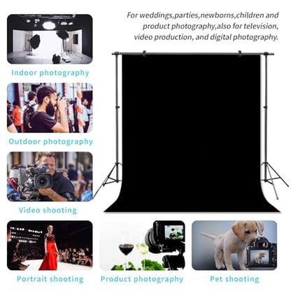 Black Backdrop，Virtual Black Background Sheet，Fabric Wrinkle Resistance Photo Background for Photo Studio Shooting Props，5x7FT - color: Black, size: 5x7ft