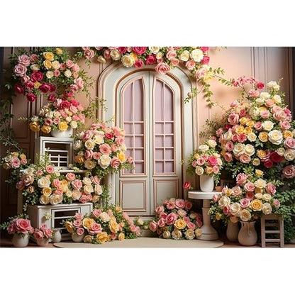 10x7ft Pink Flowers Wedding Backdrop Elegant Rose Blossom Floral Plant Woman Bride Party Girls Photography Background Bridal Shower Photo Studio Shoot - color: Pink E, size: 10x7ft