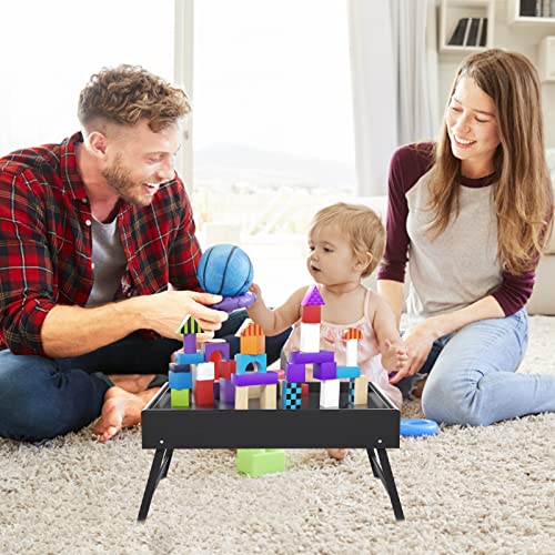 Artmeer Bed Tray Table Breakfast Food Tray with Folding Legs Serving Tray for Laptop Desk, Sofa,Platters,TV,Snack,Eating Tray(Black, Medium) - color: Black, size: Medium