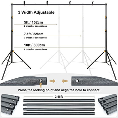 LINCO Lincostore Backdrop Support Stand Kit 10x6.5ft Adjustable Photography Studio Photo Background Support System with Carrying Bag for Green Screen Muslin, 4171 - size: 10ft wide 6.5ft high
