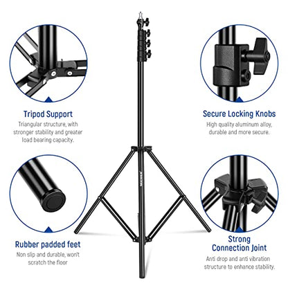 NEEWER 9.8ft/3m Air Cushioned Light Stand, Heavy Duty Metal Photography Tripod Stand with 1/4" to 3/8" Reversible Spigot, 3 Way Mounting Interface & Metal Locking Knobs, Max Load 5.5lb/2.5kg - size: 300cm w/Air Cushioned
