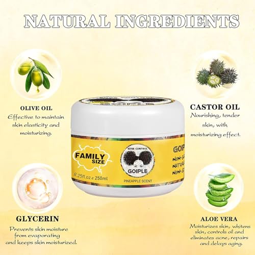 8.25 OZ Edge Control Wax for Women, Non-greasy Edge Smoother for Back Hair Extreme Hold Pack, Water-based Gel for All Hair Types, No Flaking, Extra Hold (Pineapple) - style: edge control-250ml