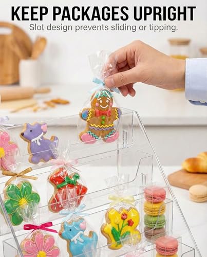 HOTCAN Cookie Display Stand for Bakers, Vendors, Market Booth, Craft Fair, Events | Acrylic Pastry Display Case for Cupcakes, Muffins, Donuts | 5 Tiered Cookie Bakery Rack with Full Angle Visibility