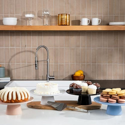 The Cake Stand – 10 Inch Gloss Ceramic Pedestal Cake Stand, Modern Footed Dessert Stand for Cakes, Cupcakes, Cookies & More (Periwinkle) - color: Periwinkle