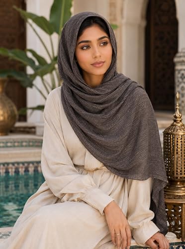 Lightweight Cotton Linen Feel Scarf Shawl Wrap Hijab for Women, Travel Fall Winter Gift - color: Mcspz2530-2#coffee