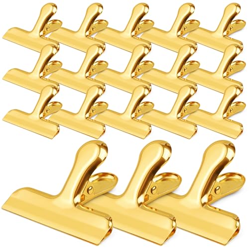 Funfery 24 Pack 3 Inch Stainless Steel Gold Chip Clips Strong Bag Clips Large Clip for Food Packages,Metal Kitchen Food Clip for Snack Home&Office Paper Heavy Duty - color: Gold, size: 24 Pack