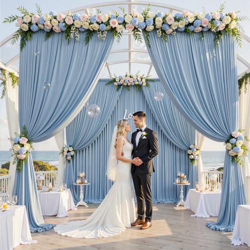 10ft×12ft Dusty Blue Backdrop Curtains for Wedding Parties, 2 Panels Wrinkle Free Polyester Photo Backdrop Drapes Back Drop Cloth for Birthday Photography Background - color: Dusty blue, size: W5' x H12'(2 panels)