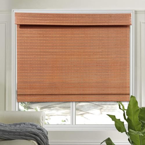 Letau No Drill No Tools Cordless Wood Window Shades Blinds, Bamboo Light Filtering Roller Shades, Color 10 - color: Color 10