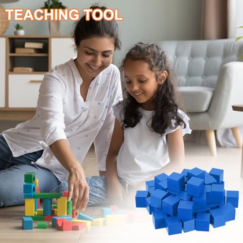 uxcell 100Pcs Wood Blocks for Crafts, 1 Inch Unfinished Wooden Cube Pine Wood Square Block for DIY Craft Projects, Blue - color: Blue, size: 1"