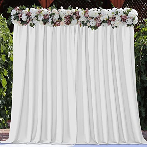 Joydeco White Photography Backdrop Curtains, White Backdrop Drapes for Wedding Decorations, Wrinkle Free Polyester 5ft x 7ft Fabric Drape 2 Panels with Rod Pockets - color: White, size: 5ft x 7ft x 2 panels