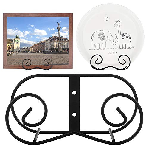 LIONWEI LIONWELI Wall Mount Plate Display Stands - Vertical Metal Holders for Decorative Plates, Picture Frames and Artwork - Black (2 Pieces) - size: Large