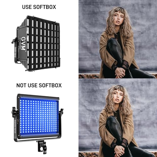 GVM RGB Led Video Light with 3 Softboxes, 680RS 3 Packs 50W Studio Lights with Bluetooth Control, Upgrade Photography Lighting with 18 Lighting Scenes, led Panel Lights for Video Recording, YouTube - size: 50 W With Softbox