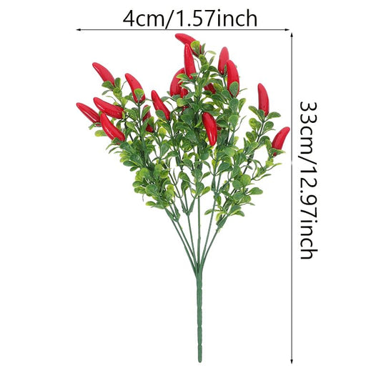 Toddmomy 4 Pack Lifelike Artificial Red Chili Pepper Bouquet - Fake Chili Stems for Home & Kitchen Decor, Vase Filling & Photo Props