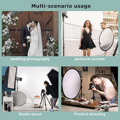 Reflector Photography 5-in-1, Portable Round Light Reflector Disc with Gold Silver White Black Diffuser, Durable & Water-Resistant for Portraits, Vlogging (24”/60cm) - size: 24 inch