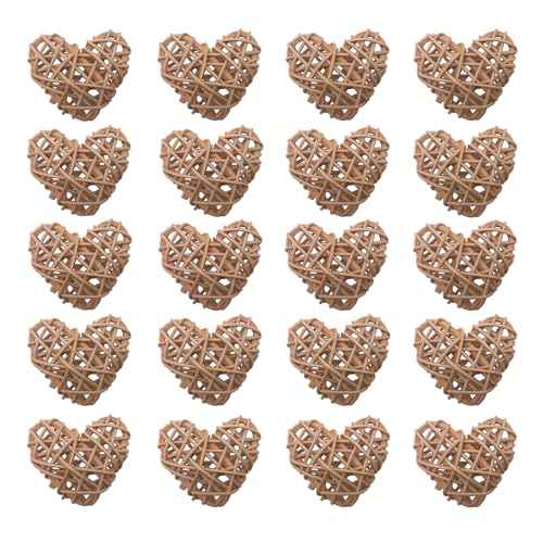 Heart Rattan Ball Sepakraga Vase Filler Ball Craft Photo Shooting Props for Garden Home Decor Christmas Tree Ornament Wedding Birthday Valentine's Day Baby Shower (Natural 5cm 20pcs) - color: Natural 5cm 20pcs