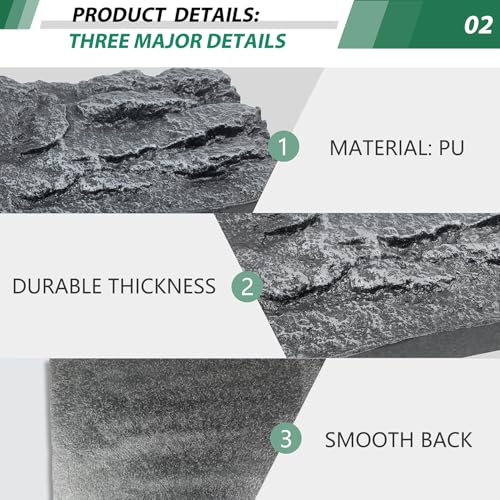 23.6x17.7in Rock Terrarium Background,3D Reptile Tank Background Board,Amphibian Stereo Backdrop Wall,Lizard Snake Gecko Spider Turtle Fish pet silo Background Decorative Panel(Grey) - color: grey 1P Big