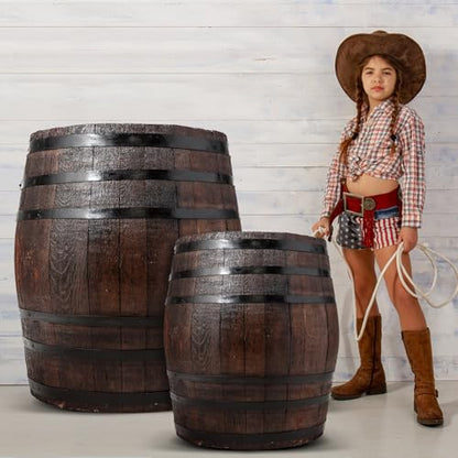 AceOrbit 2 Pcs Western Cowboy Party Decoration 40" H 30" H Wine Barrel Decor Pirate Party Decorations Large Cardboard Wine Barrel Wild West Cardboard Decoration Western Photo Booth Props Decor